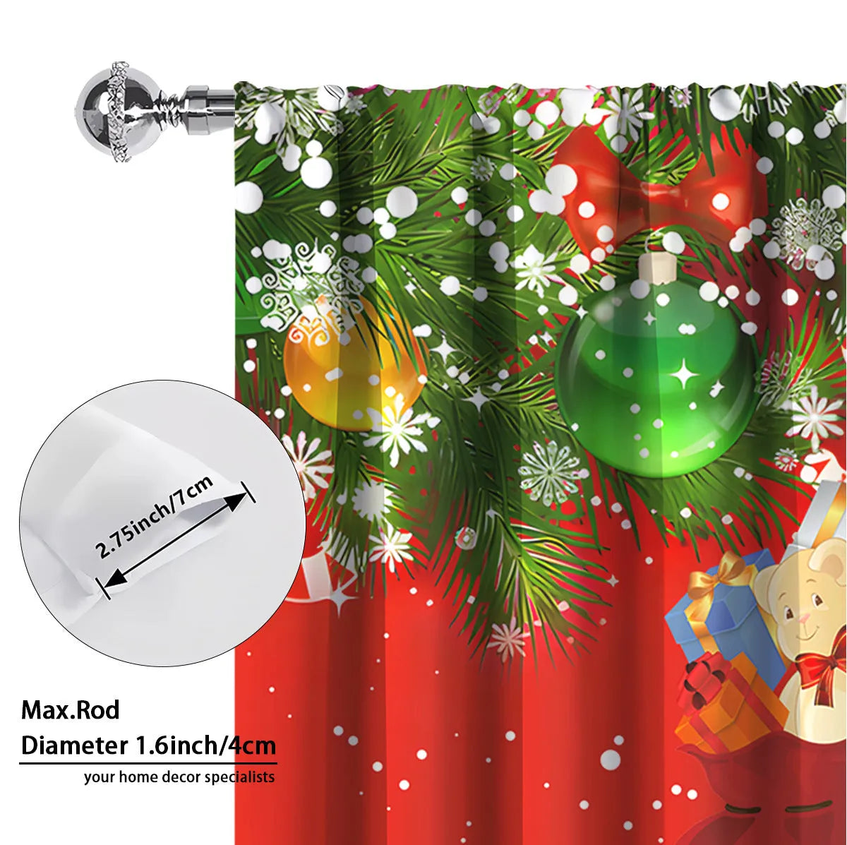 3D digitally printed modern Christmas curtain in a polyester fabric, showing one of fifteen available design styles.
