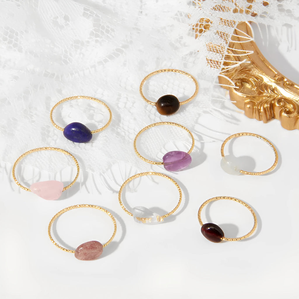 Geometric agate women's ring in eight colour options with original design