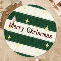 Round alien-shaped Christmas floor mat in imitation cashmere with holiday colour pattern