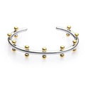 Stainless steel rivet texture C-shaped bean beads personality bracelet with alloy bracelet in gold, steel or steel gold finishes