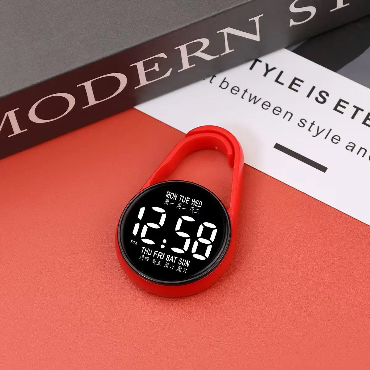 Mini electronic watch with LED luminous display on plastic strap in multiple colour options