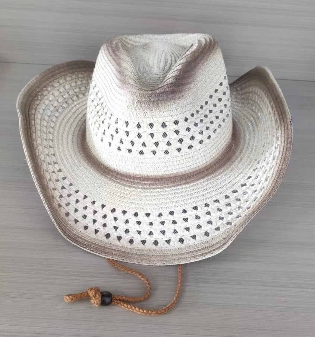 Brown leather velvet cowboy hat with curved brim and conical crown.