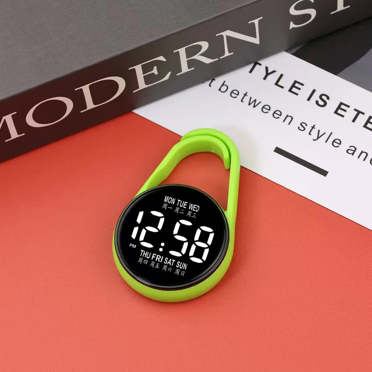 Mini electronic watch with LED luminous display on plastic strap in multiple colour options