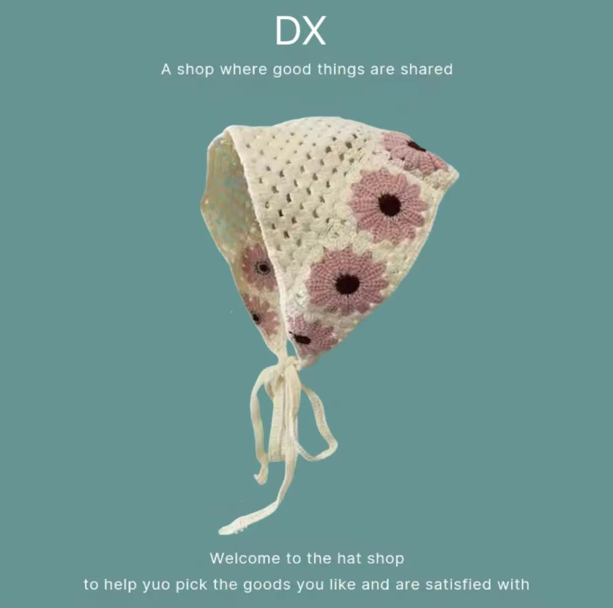 Women's cotton triangular headscarf with floral pattern in retro style for autumn winter wear