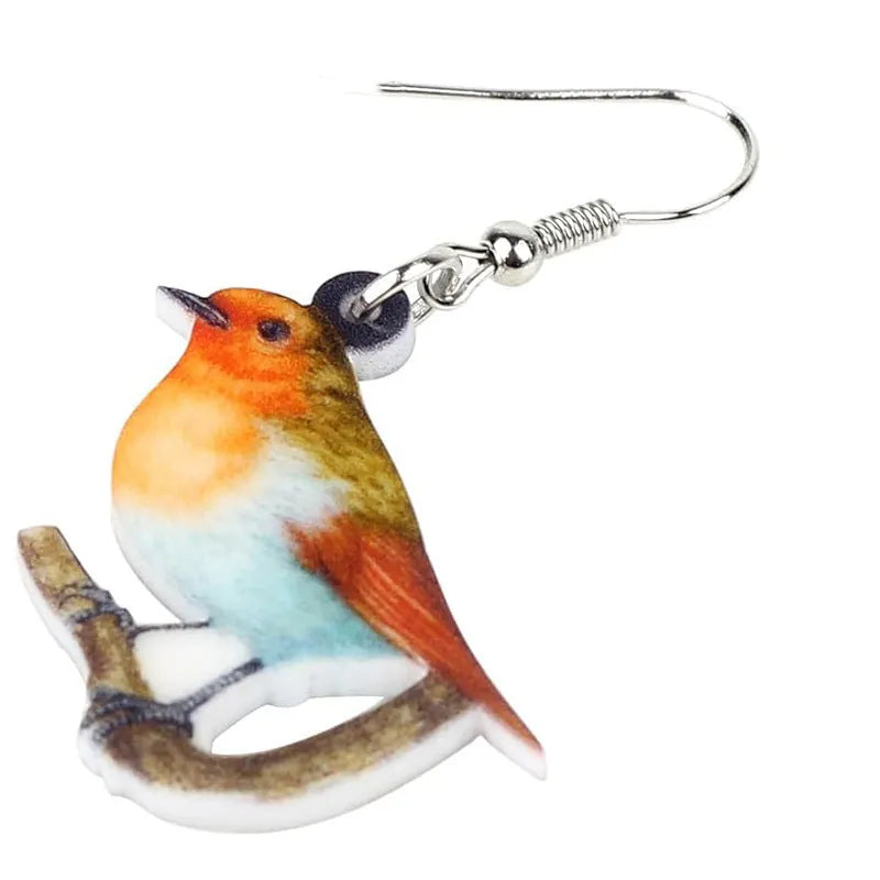 Blue titmouse geometric snake design acrylic pendant earrings in colour option A and B.