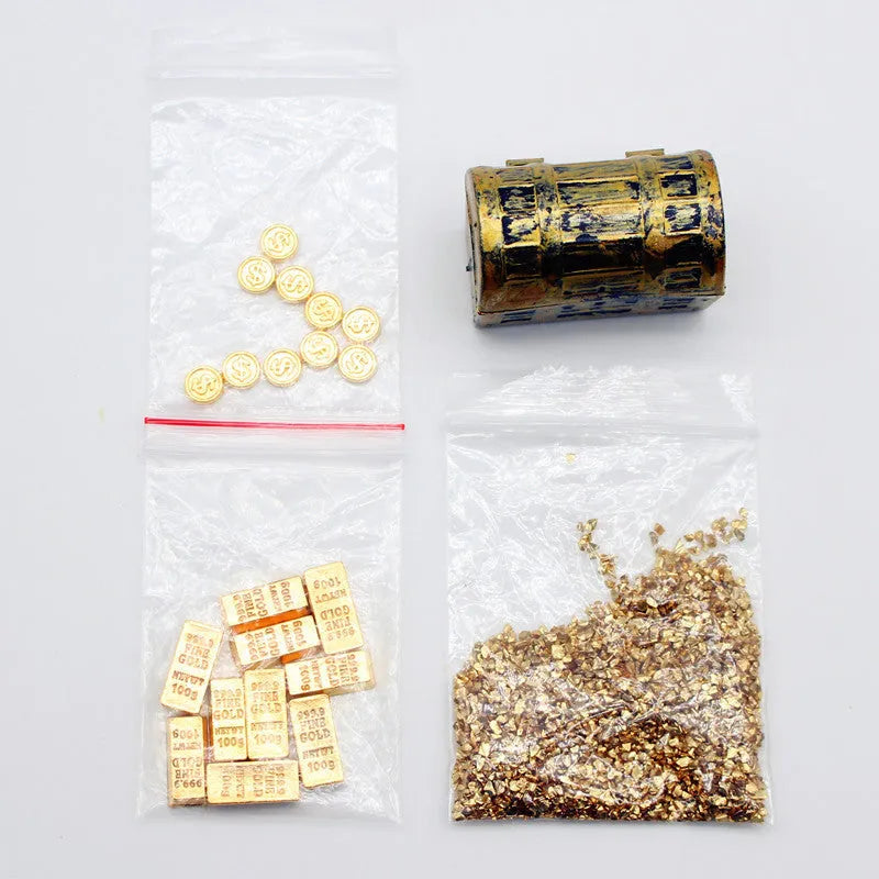 Gold coin treasure box doll house accessories miniature alloy ornaments