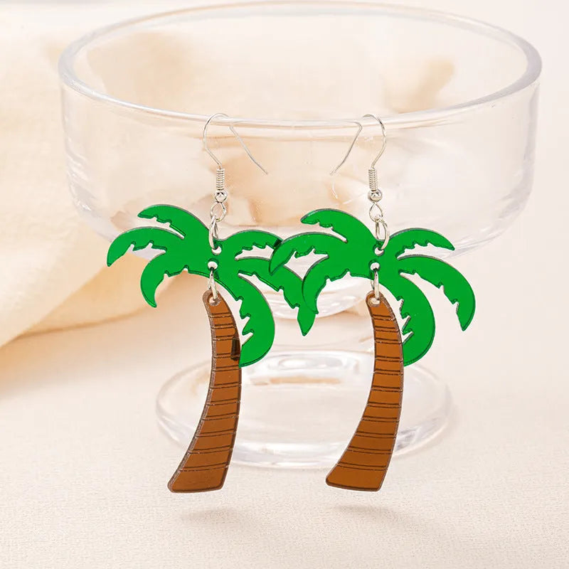 Summer Atmosphere Coconut Jackfruit drop earrings in acrylic with alloy hooks, five colour variations
