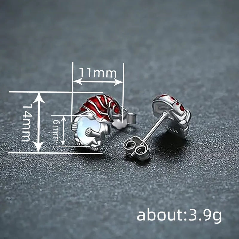 Women's copper Santa Claus heart earrings with electroplated white gold colour finish