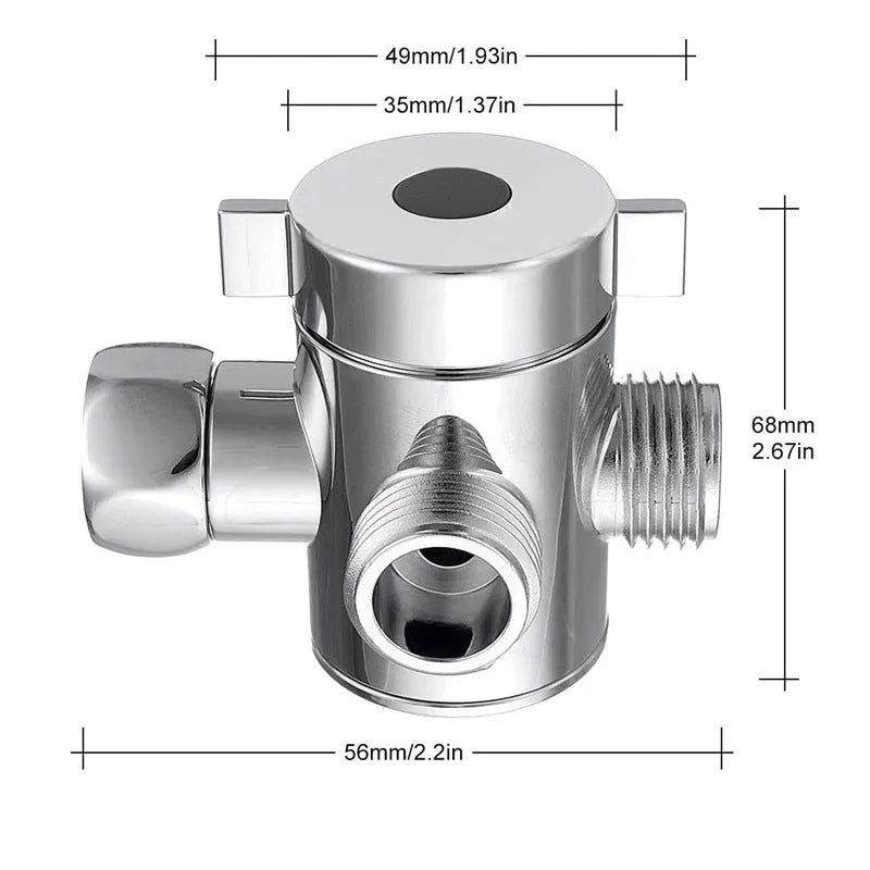 Copper shower water distributor joint with connection fittings for plumbing installation