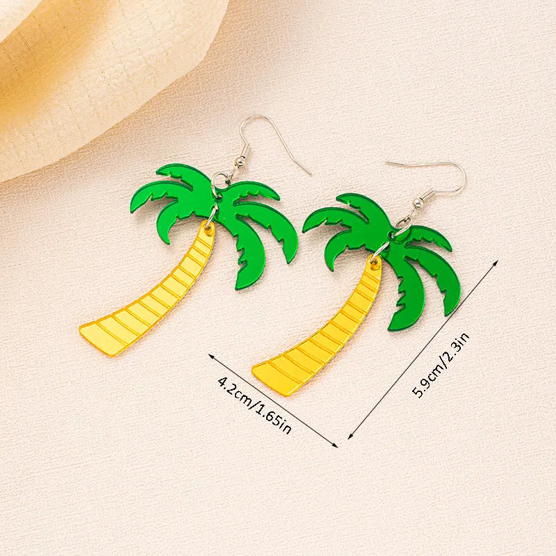 Summer Atmosphere Coconut Jackfruit drop earrings in acrylic with alloy hooks, five colour variations