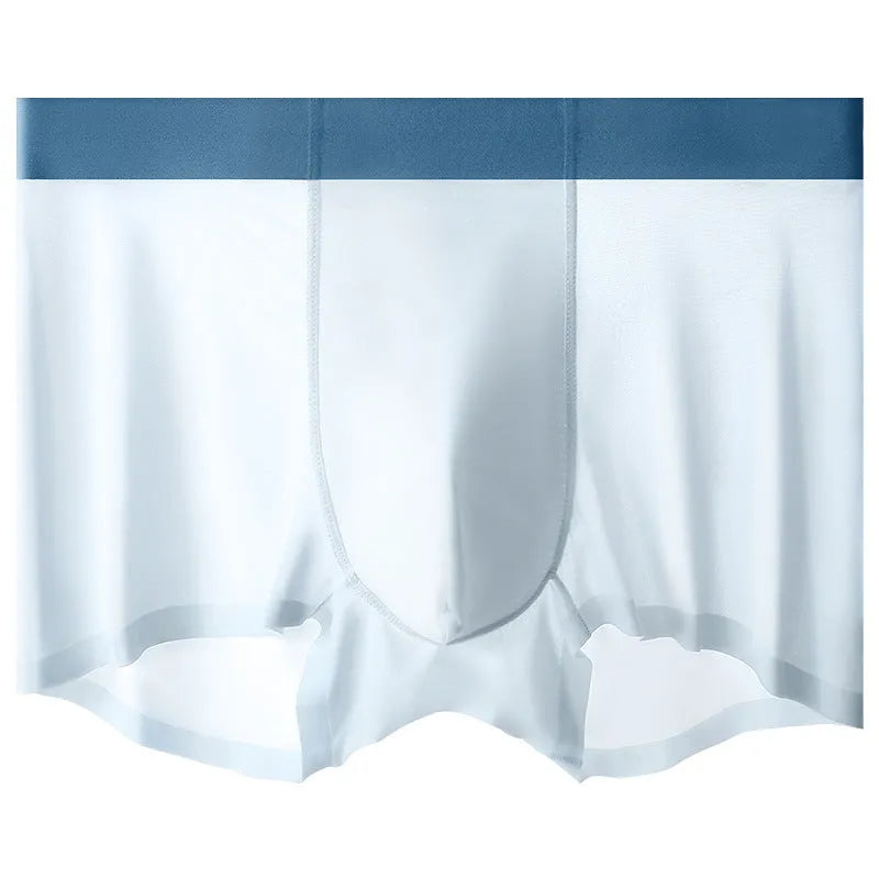 Ice silk men's cooling antibacterial shorts in bean green colour with seamless construction