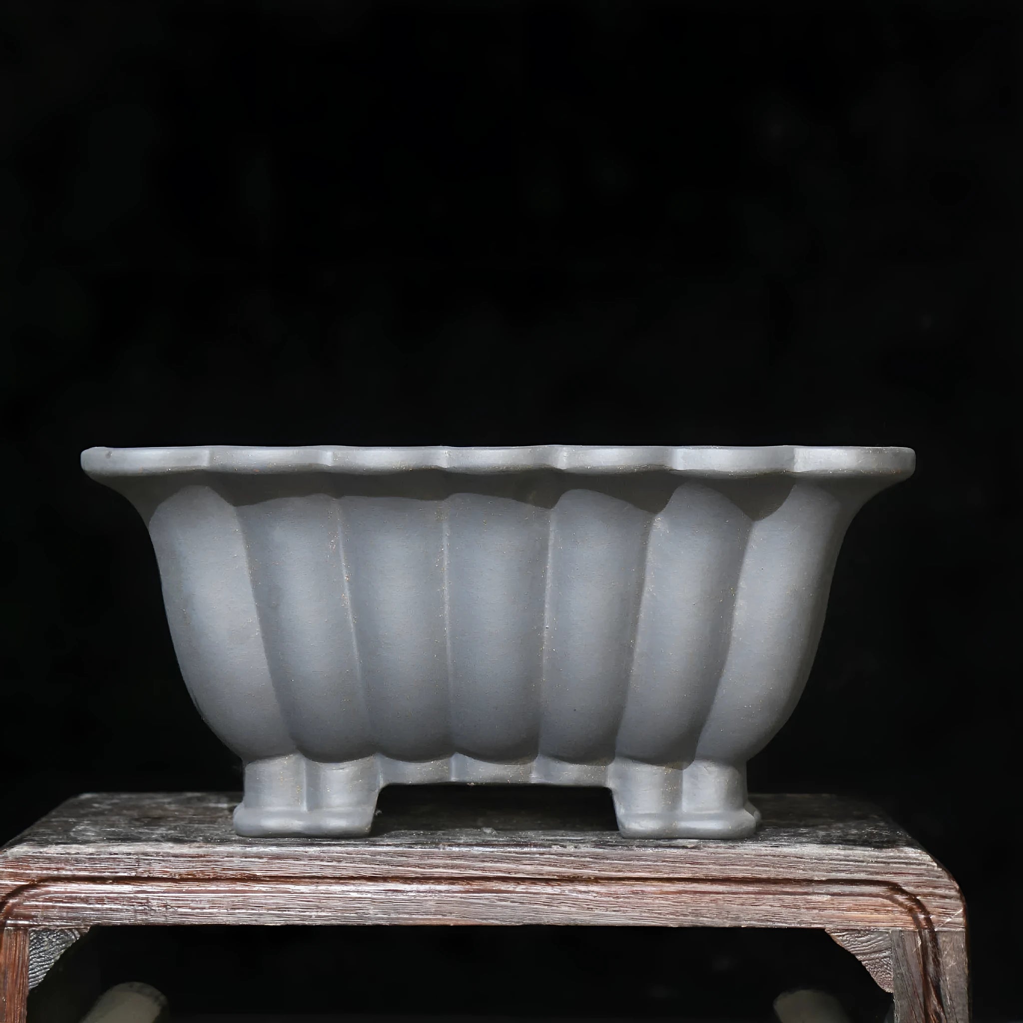 Purple sand ceramic square bonsai pot classical style desktop planter 37cm x 15cm