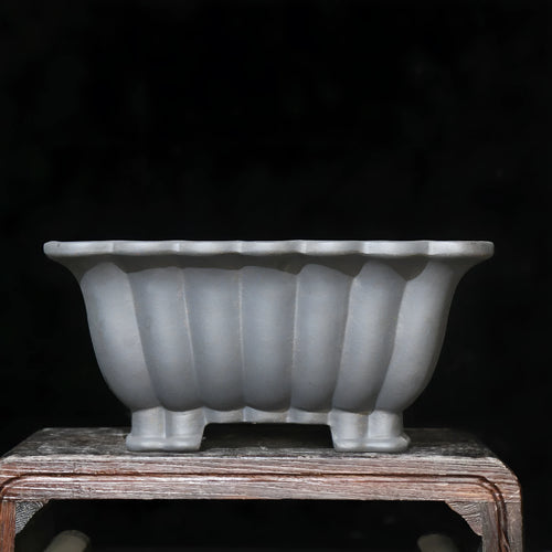Purple sand ceramic square bonsai pot classical style desktop planter 37cm x 15cm
