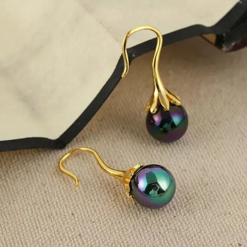 Women's retro fashion alloy earrings with electroplated imitation gold finish