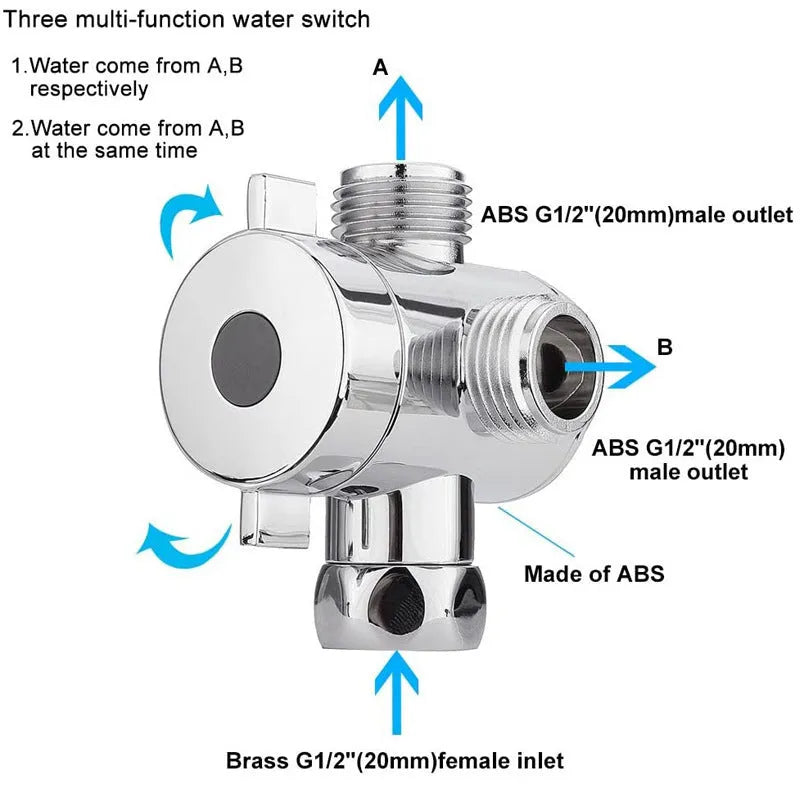 Copper shower water distributor joint with connection fittings for plumbing installation