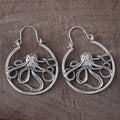 Vintage octopus earrings in antique silver with electroplated finish and zinc alloy construction