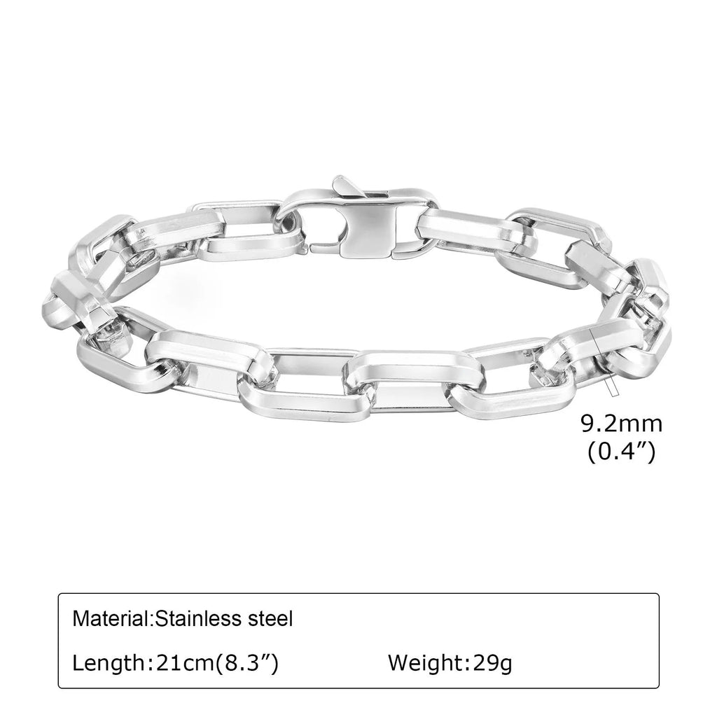 Men's titanium steel square chain bracelet in electroplated steel, gold, black or retro colour