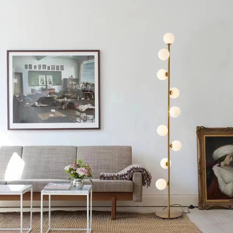 Minimalist Nordic style floor lamp with iron base and marble foundation