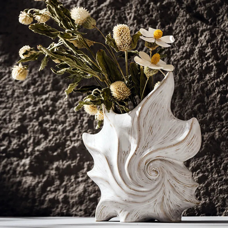 European style ceramic vase with coloured glaze finish and retro creative design elements