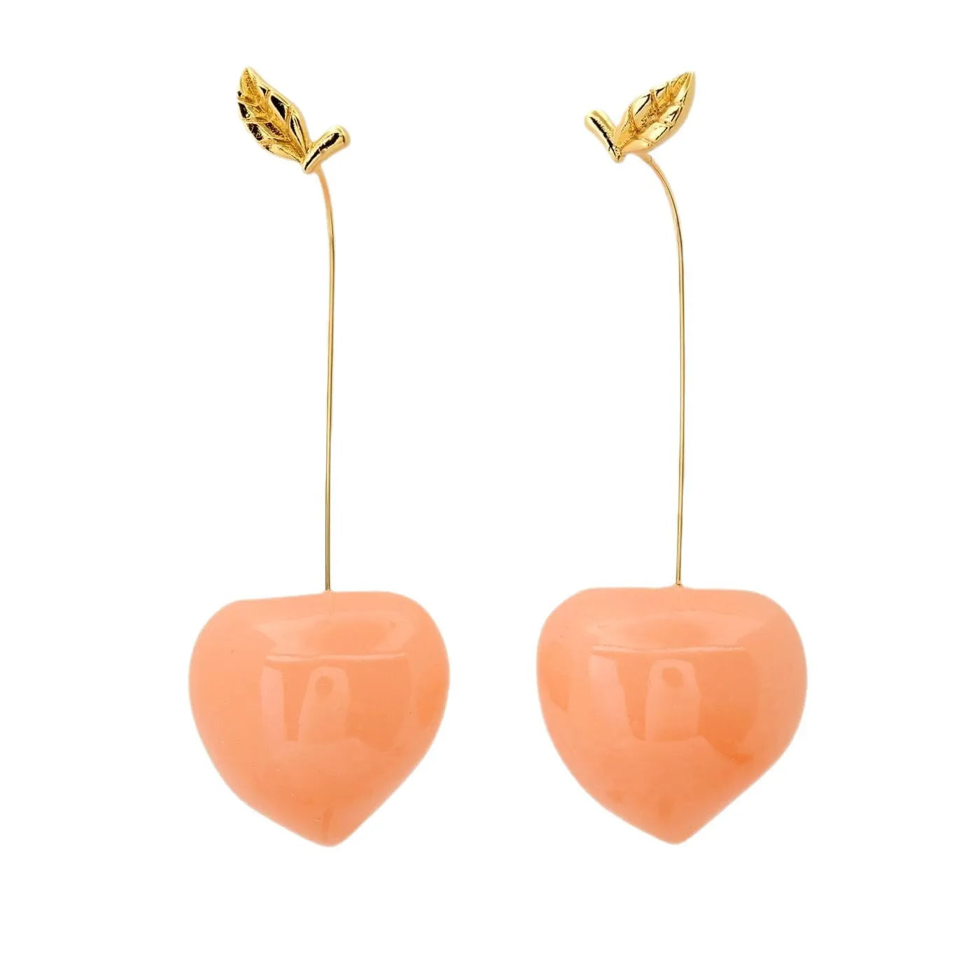 Gold plated copper earrings with colourful fruit and vegetable designs including carrot, lemon, and blueberry styles.