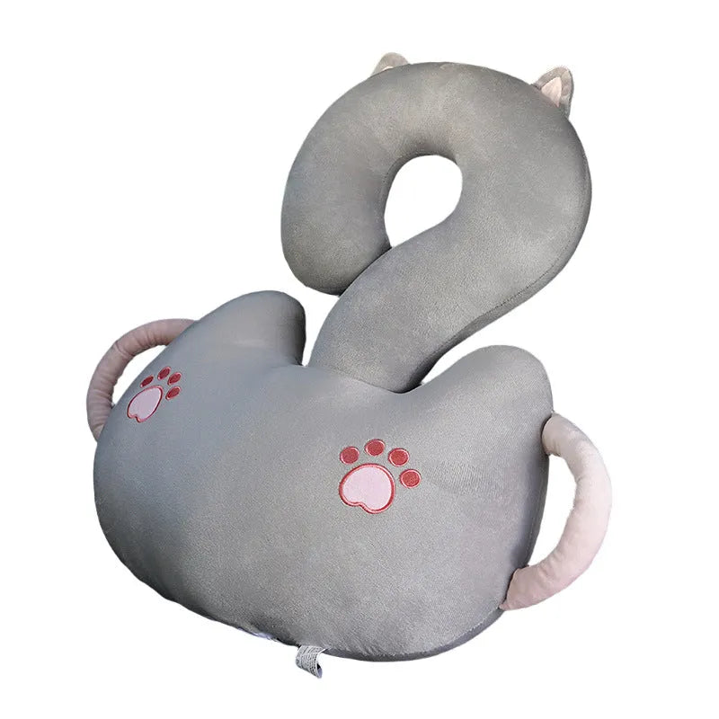 Square 65cm cartoon animal hug design cushion pillow on a sofa.