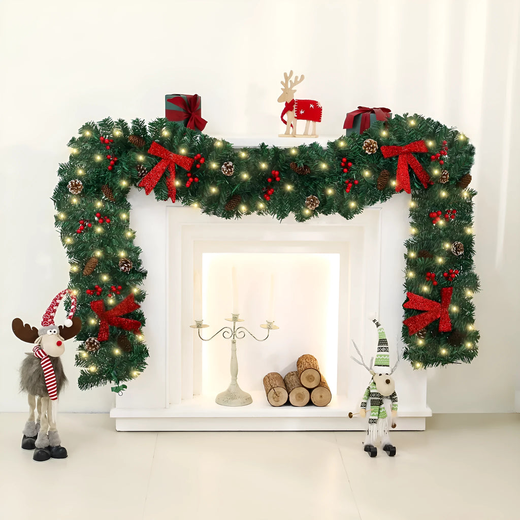 70cm tall Christmas rattan decorative cane with pine cone and red bow, shown on a festive table setting.