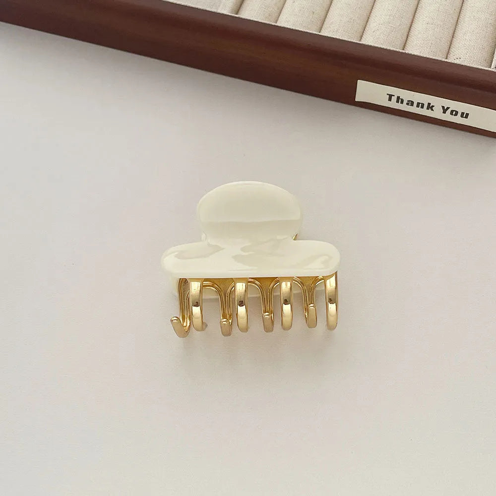 Acetate women's hair barrette with metal grip in medium size, retro dopamine styling