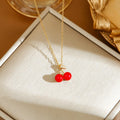 Women's titanium steel necklace with delicate strawberry, cherry and pepper charms on O-ring chain
