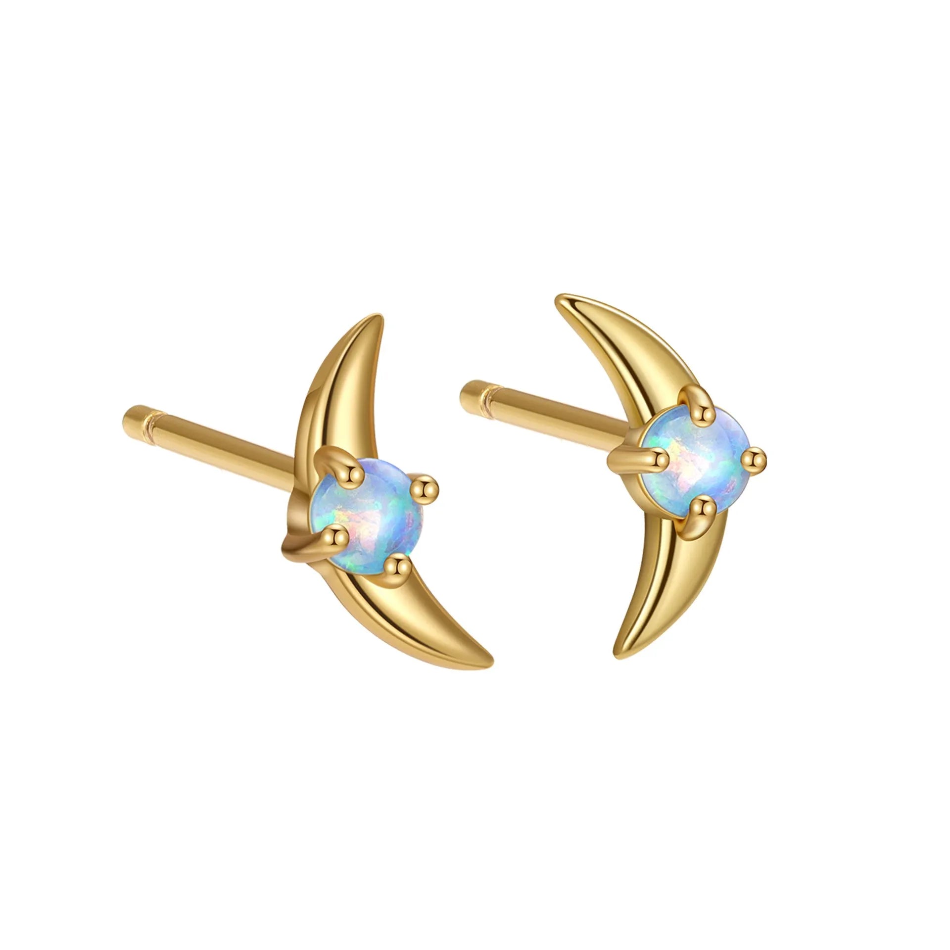 Geometric women's earrings in 925 silver with stone accents and electroplated finish