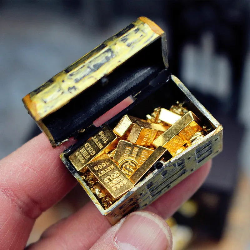 Gold coin treasure box doll house accessories miniature alloy ornaments
