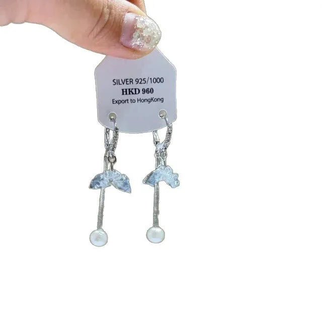 Geometric heart-shaped women's earrings with rhinestone accents and tassel details in electroplated alloy