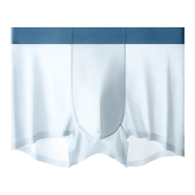 Ice silk men's cooling antibacterial shorts in bean green colour with seamless construction