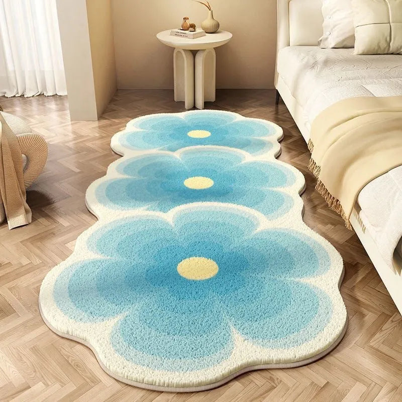 Flower shaped cashmere bedside blanket with alien cartoon design in multiple colour options