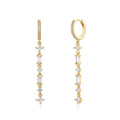 Geometric tassel ear clips with micro-inlaid colourful zircon stones on silver needle copper
