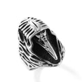 Crow geometric punk ring in titanium steel with retro MR166 colour, sizes 18-22