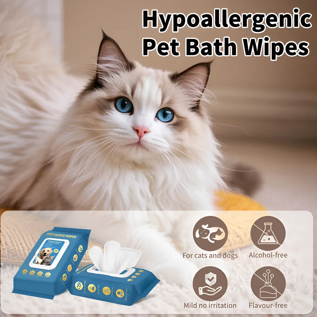 Pack of disposable pet gloves for cat bathing and cleaning supplies showing 20 pieces per pack