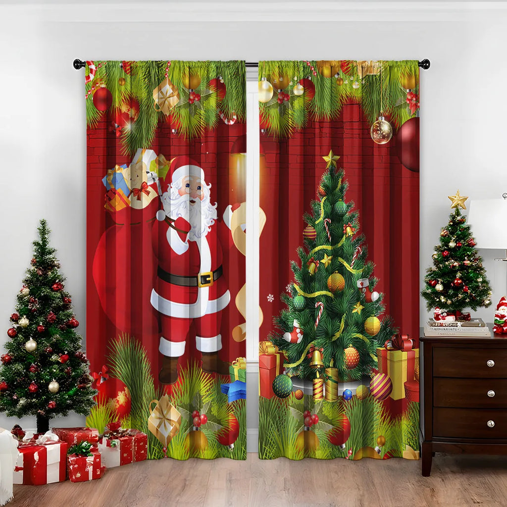 3D digitally printed modern Christmas curtain in a polyester fabric, showing one of fifteen available design styles.