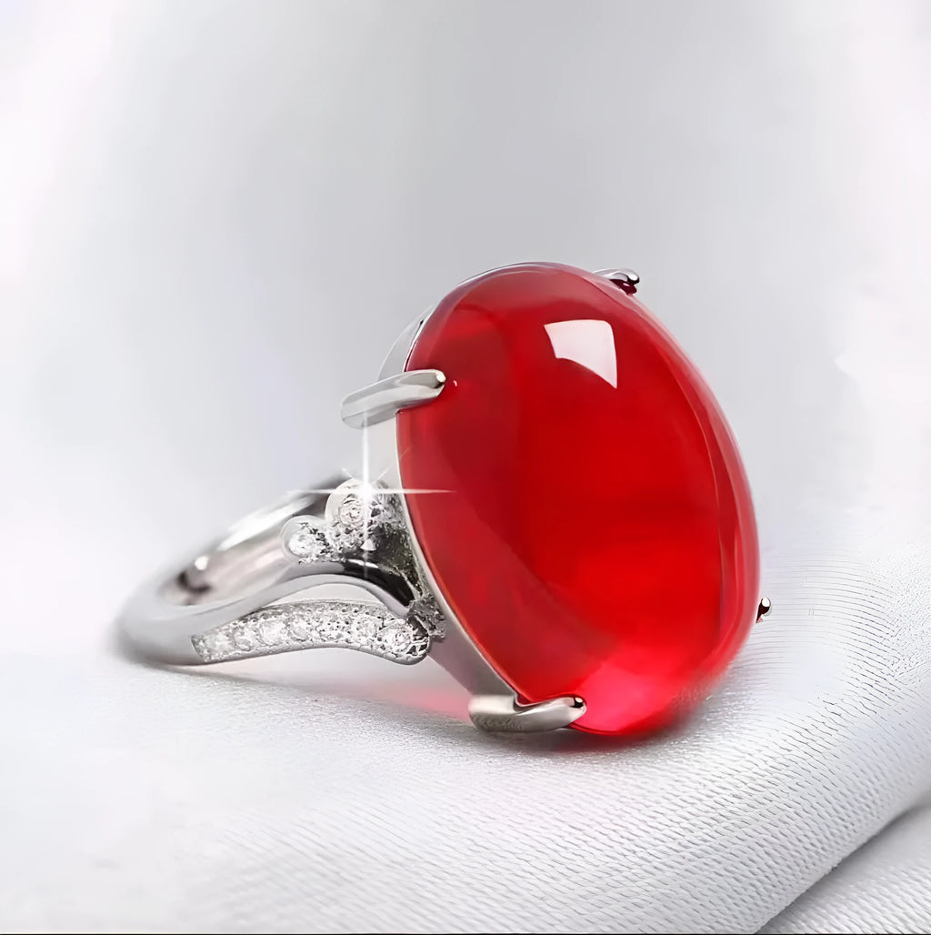 Adjustable geometric alloy ring with a natural sapphire-like stone in ethnic style