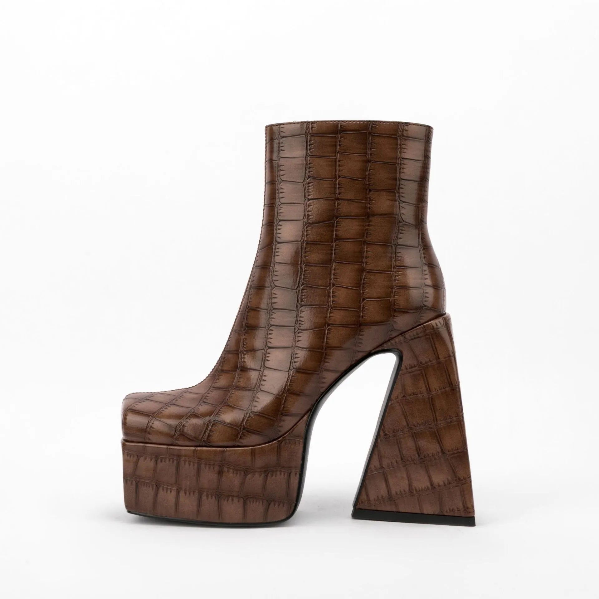 Women's ankle boot in artificial PU with a high heel above 8cm, shown in a solid colour.
