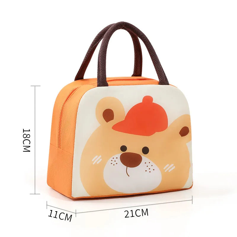 Children's insulated lunch box bag with cartoon character design and aluminium foil lining