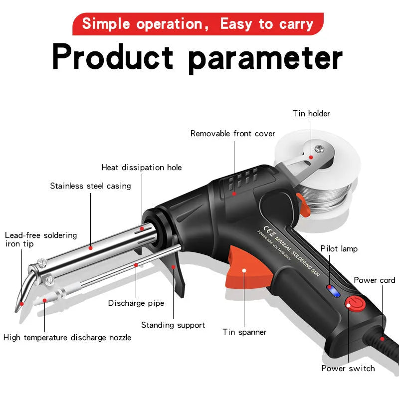 Black G102 alloy soldering gun suit with medium standard H5 case and five piece set components