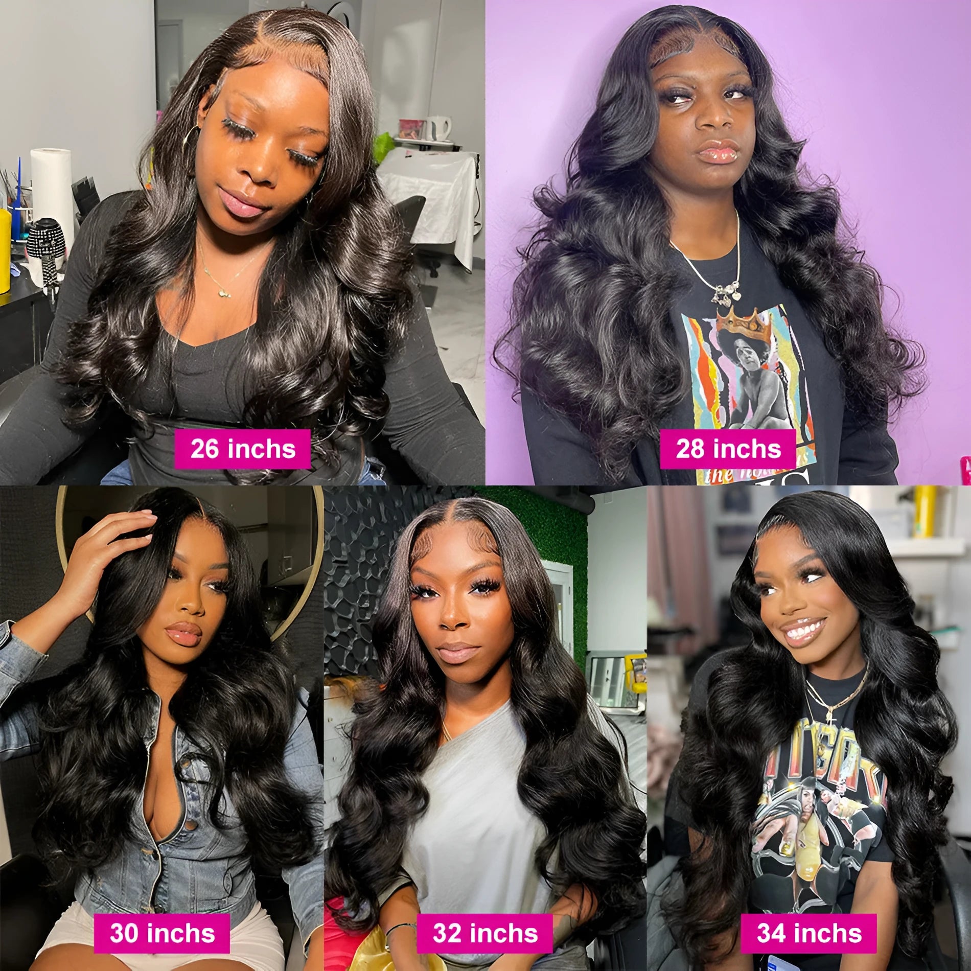 Black long curly synthetic wig with front lace and side bangs on a wig stand