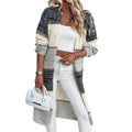 Grey knitted long cardigan with loose street fashion styling and long sleeves