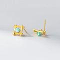 Geometric cross quadrangle stud earrings in 925 silver with two plating options