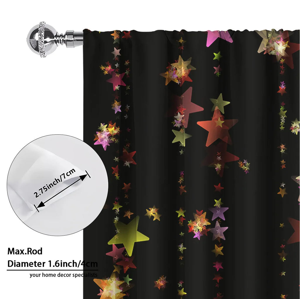 3D digitally printed Christmas curtains with European style patterns in polyester fabric