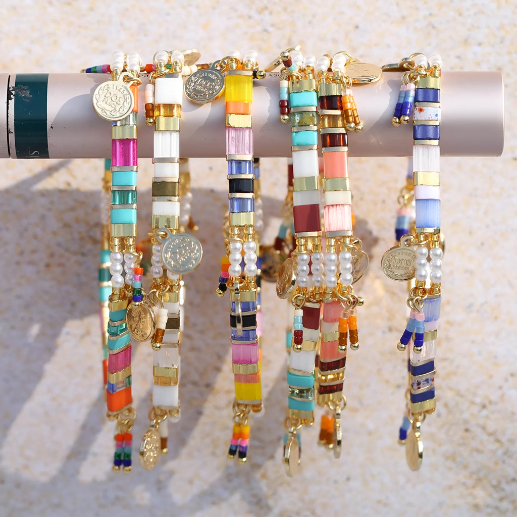 Women's imitation pearl bracelet with glass beads in European American style