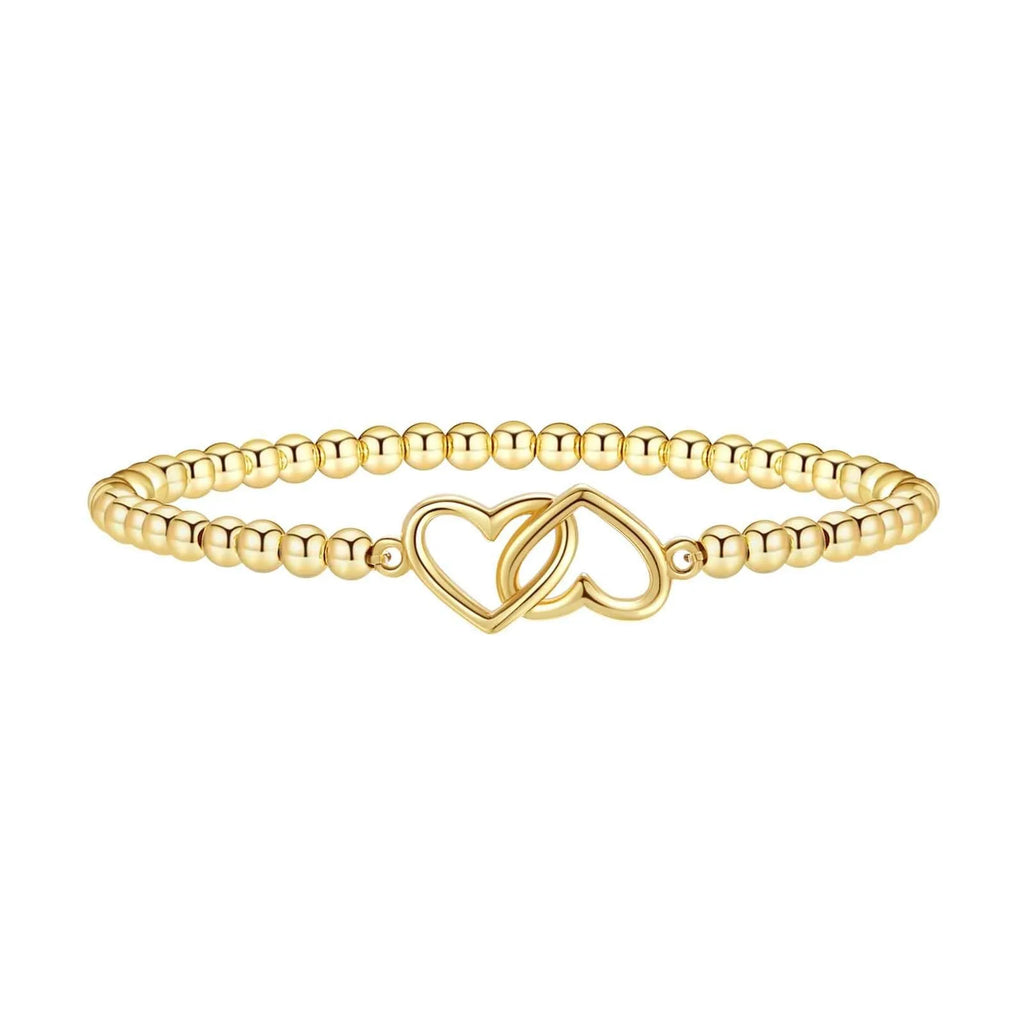 Women's adjustable stainless steel beaded bracelet in geometric design with round beads
