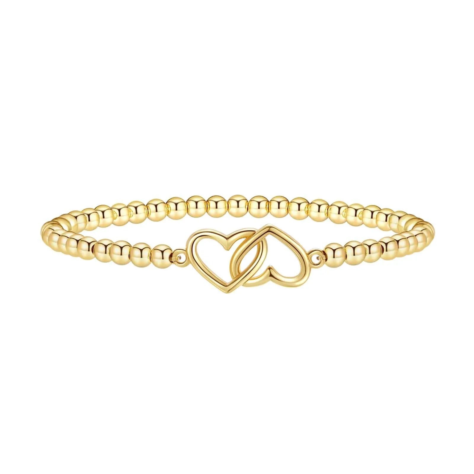 Women's adjustable stainless steel beaded bracelet in geometric design with round beads