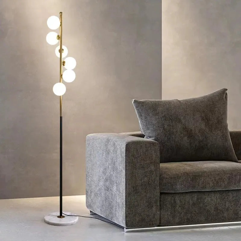 Minimalist Nordic style floor lamp with iron base and marble foundation