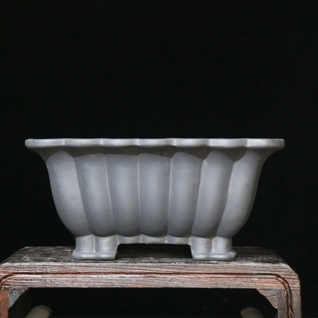 Purple sand ceramic square bonsai pot classical style desktop planter 37cm x 15cm